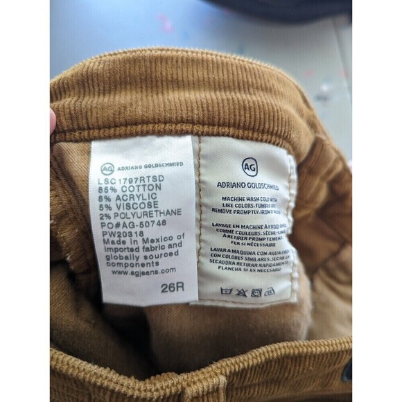 AG Adriano Goldschmied Pants Womens 26 Tan Corduroy Rhett Straight Leg Casual - Picture 11 of 14